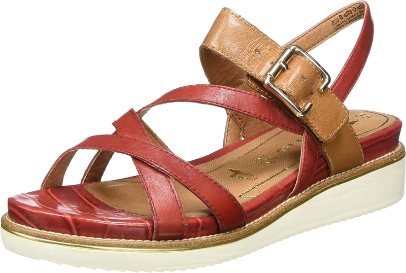 Tamaris Damen 1-1-28252-24 Riemchensandalen, Rot (Chili/Cognac 541), 41 EU