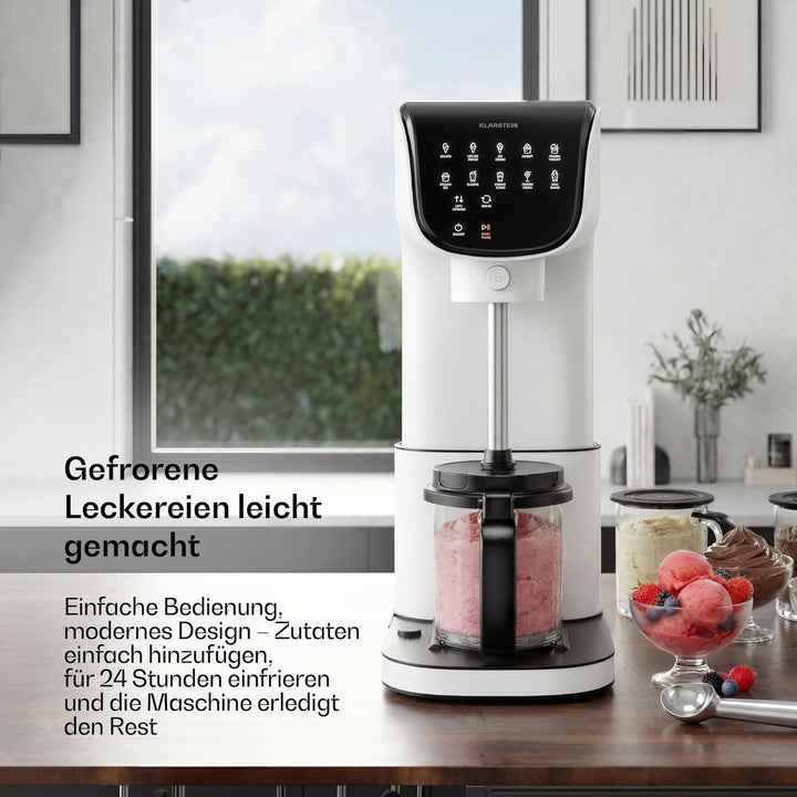Klarstein Velaire Eismaschine – 500-W-Eismaschine, 3 Behälter à 0,6 l (insgesamt 1,8 l), 10 Programm