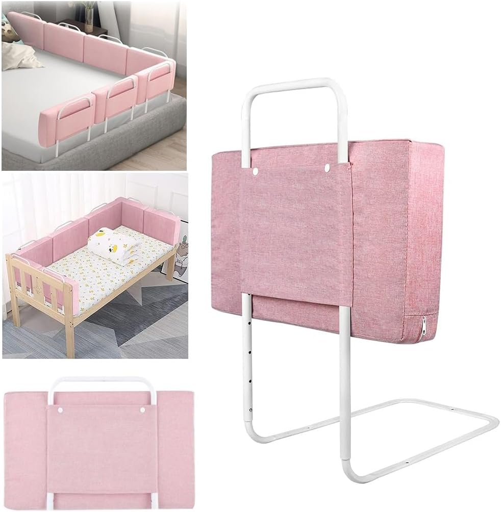 Bettgitter für Kinder, 50cm Rosa Rausfallschutz Bett, 5-Stufen Höhenverstellbar, für Kinderbetten, E