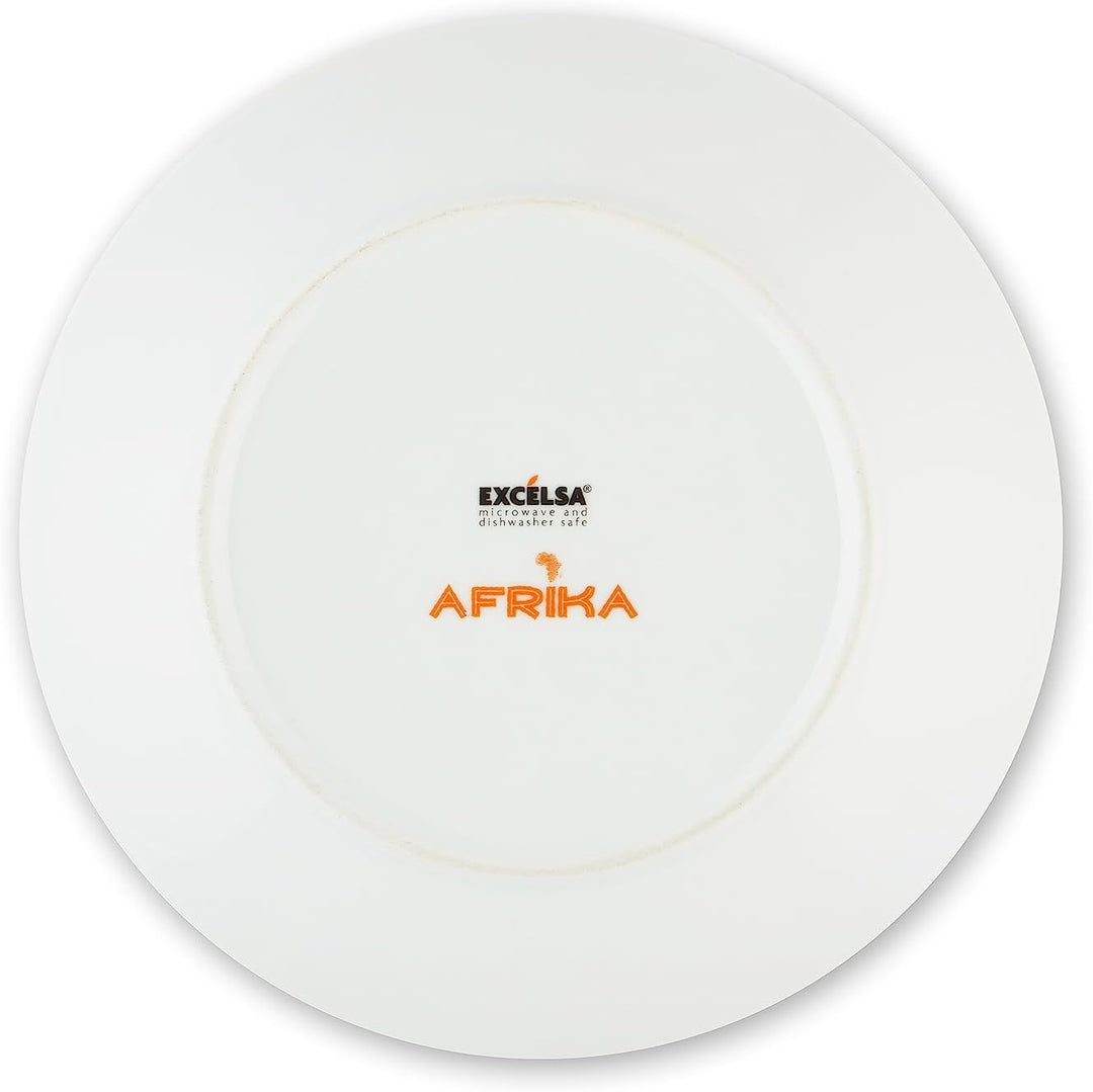 Excelsa Afrika Tellerservice 18 Stück, Porzellan und Keramik, mehrfarbig Single, Single