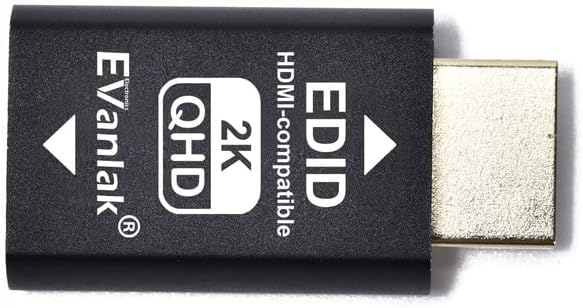 EVanlak Hdmi Edid Emulator Passthrough 3rd Generrtion Premium Aluminum Eliminated Emulator Adapter W