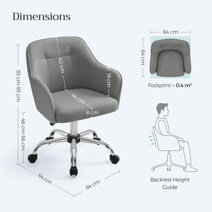 SONGMICS Homeoffice Stuhl, 2er Set, Drehstuhl, Schreibtischstuhl, höhenverstellbar, bis 110 kg belas