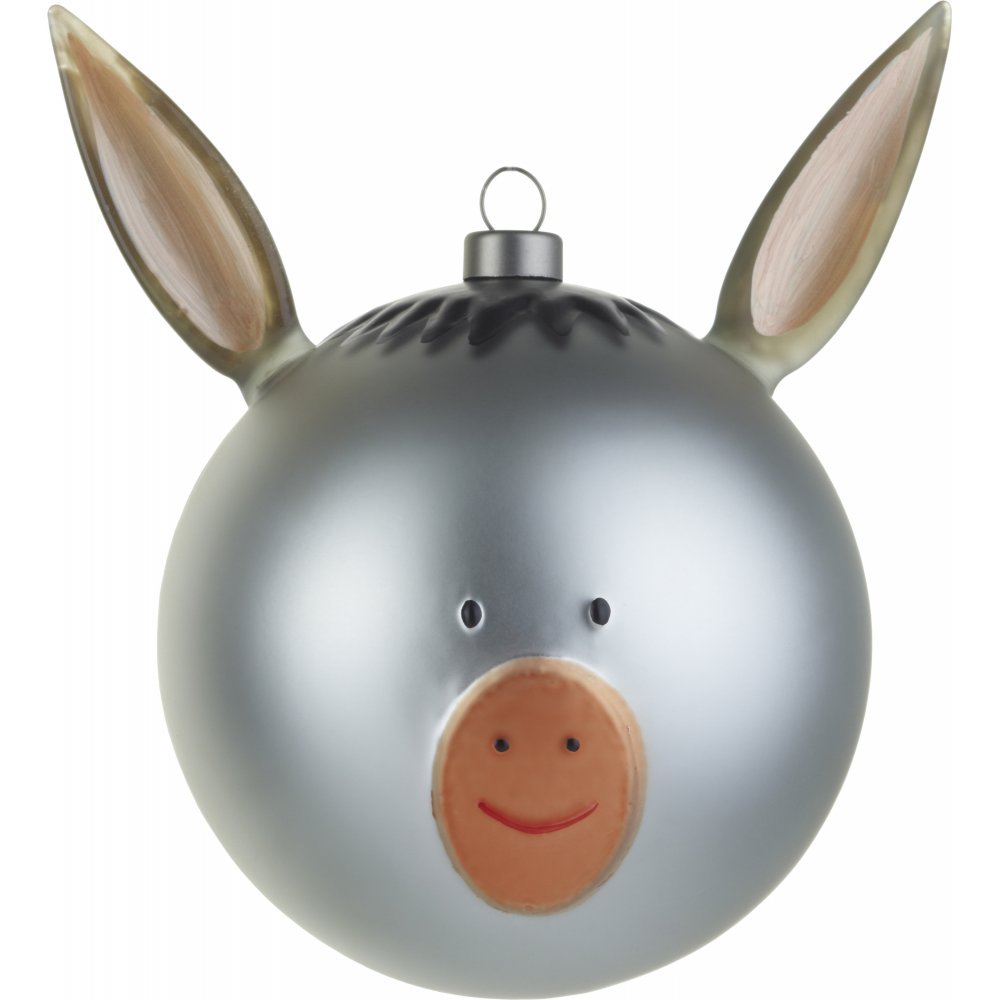 Alessi Asinello Weihnachtsbaumkugel aus mundgeblasenem Glas, Handdekoriert, 1er Pack, 9,0 x 9,0 x 13