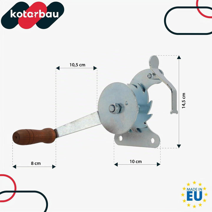 KOTARBAU® Grillrostwinde zum Einstellen der Grillrosthöhe Stahl Verzinkt mit Holzgriff Grillkurbel K
