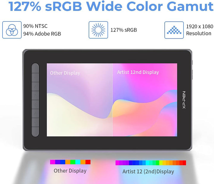 XP-PEN Artist 12 2. Generation Grafiktablett 11,9 Zoll Pen Display volllaminiert, X3 Smart-Chip batt