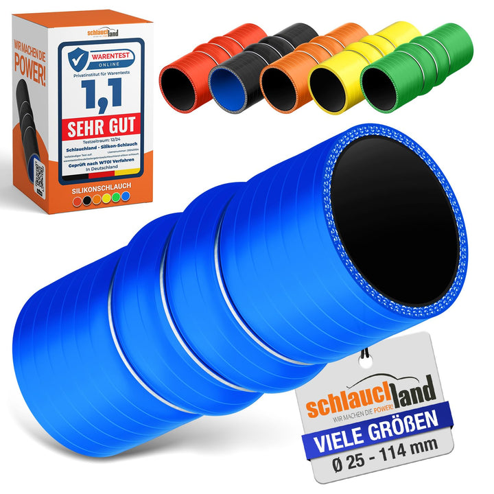 10 Stück | FLEX SILIKONSCHLAUCH 0-20° Winkel Verbinder ID-Ø 51mm blau 200°C | VIELE GRÖSSEN & FARBEN