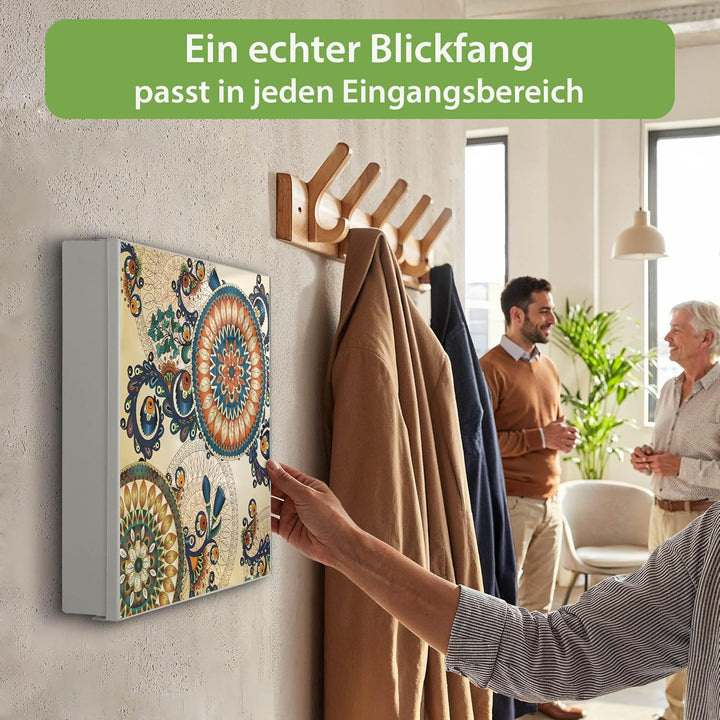 banjado Grosser Schlüsselkasten Metall - Schlüsselbox 30x30cm mit 32 Haken - Schlüsselkasten modern