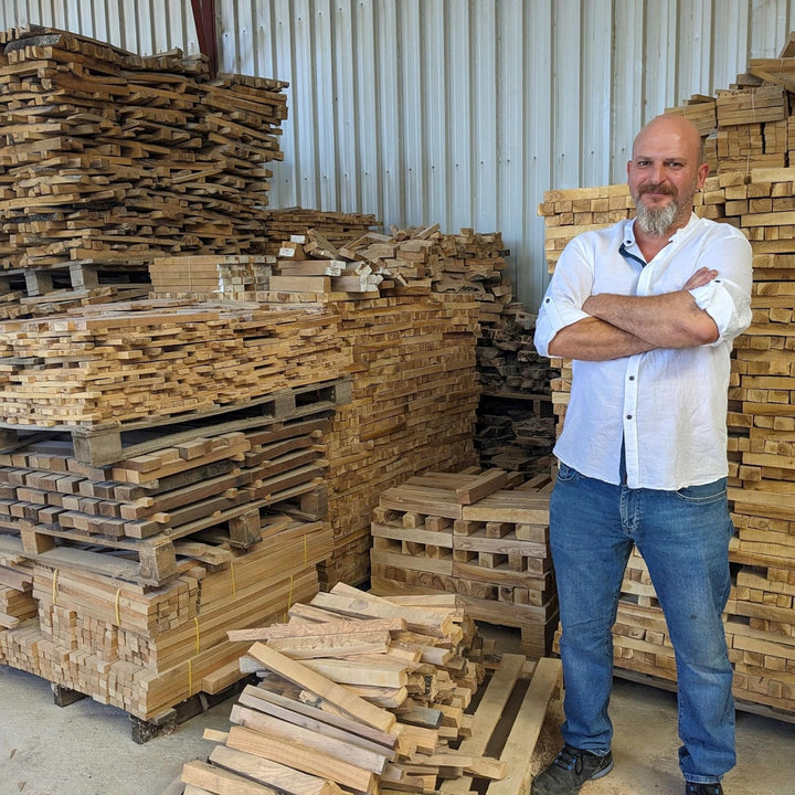 Grillrost.com Das Original Bretthalter für alle Feuerplatten mit 3-12mm Stärke | Buchenholz und Edel