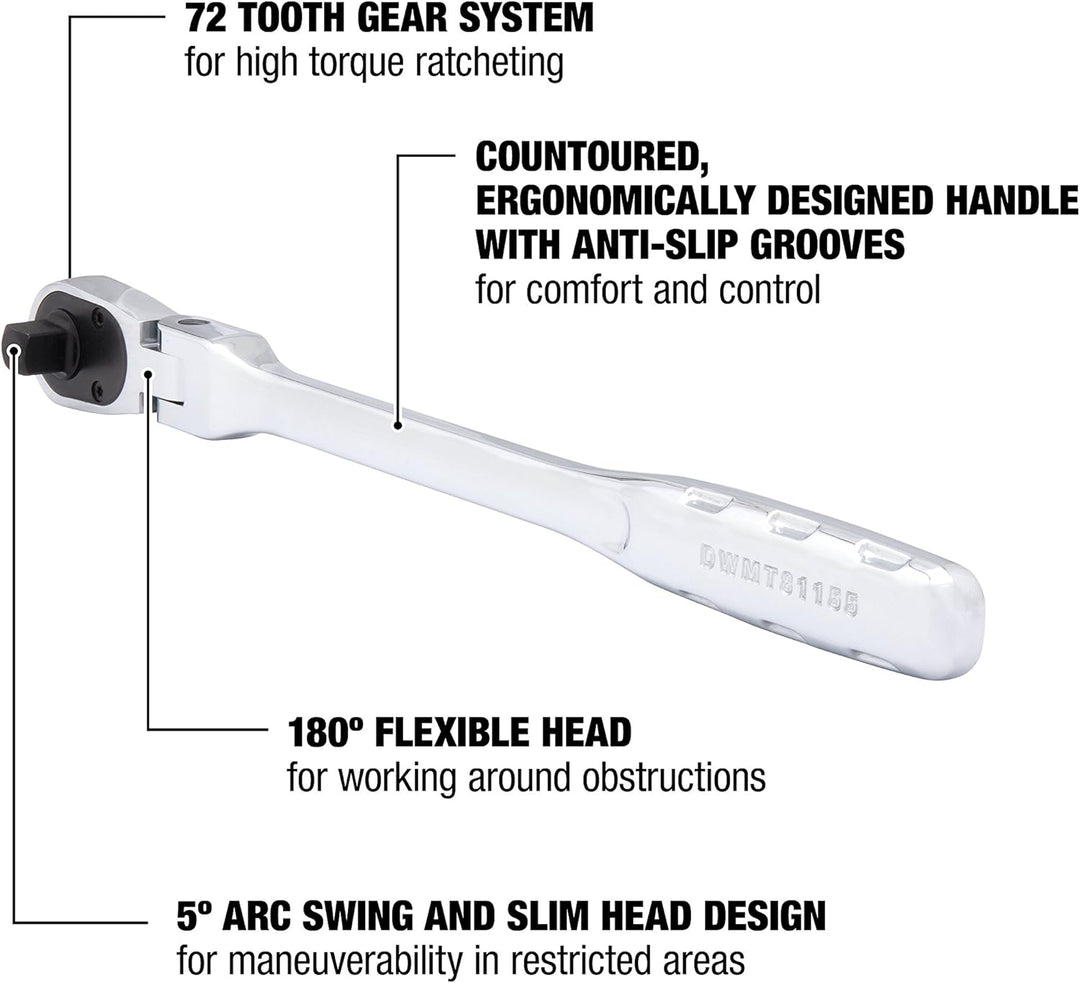 DEWALT Flex Head Ratsche SAE, 3/8" (DWMT81155) 3/8 Inch Drive, 3/8 Inch Drive