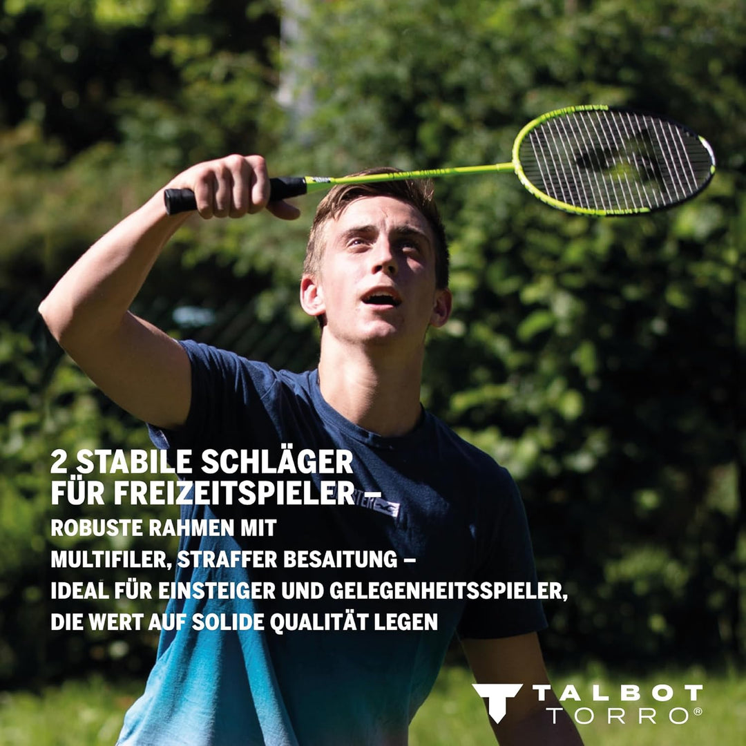 Talbot Torro Badminton-Set Magic Night, 2 Schläger, 2 LED Federbälle für das Spiel bei Nacht, in wer