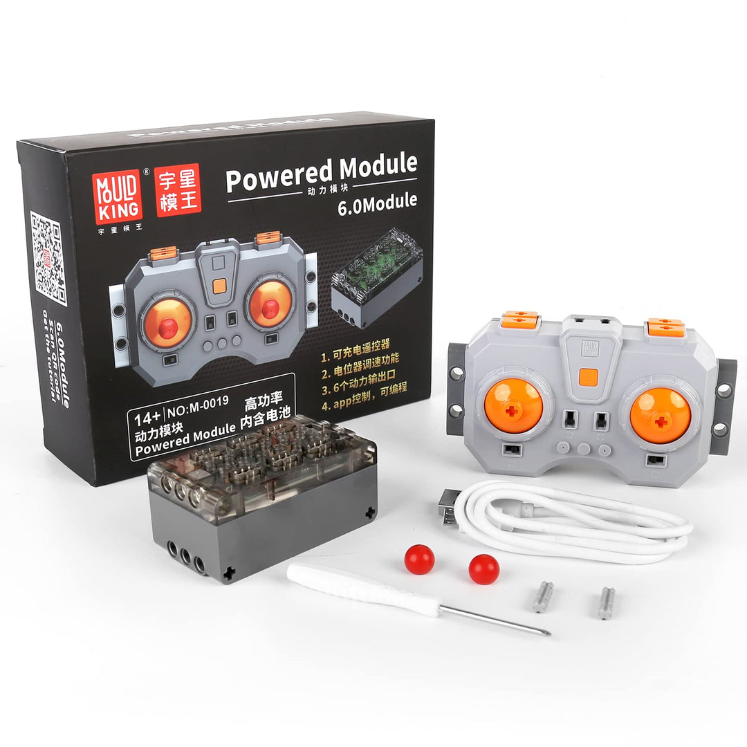 Mould King M0019 6.0 Powered Module, inklusive wiederaufladbarer Fernbedienung und Batteriebox, 6 Po