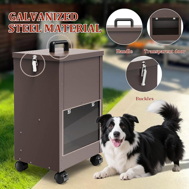 Galvanisierter Automatischer HundefüTterer GrossEr Rasse 45lbs Hundefutter-Spender Mit RäDern FüR Gr