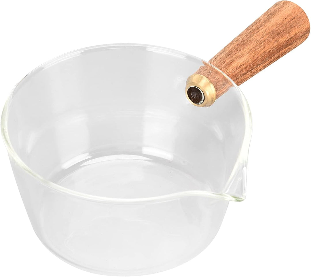 Milchtopf aus Glas mit Holzgriff, V-förmigem Ausguss, Nudeltopf, Milchtopf, Antihaftbeschichteter Ko