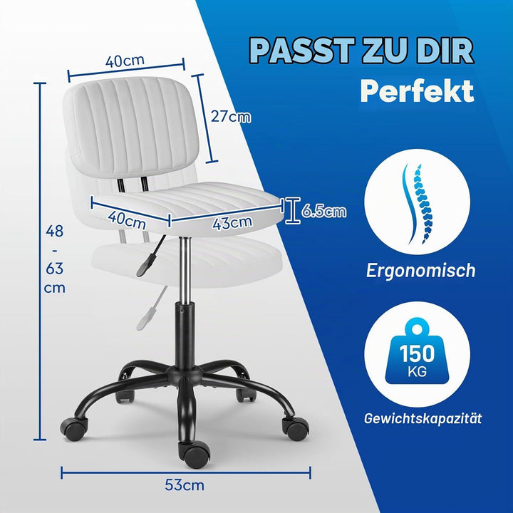 Ergonomischer Rollhocker mit Rückenlehne Arbeitshocker Drehhocker Rollhocker 360° drehbar Höhenverst