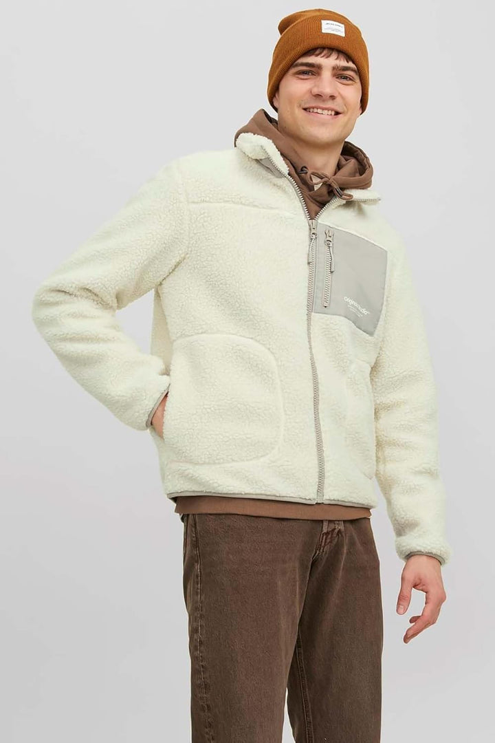 JACK & JONES Herren Jorvesterbro Teddy Jacket Sn Jacke, Cloud Dancer