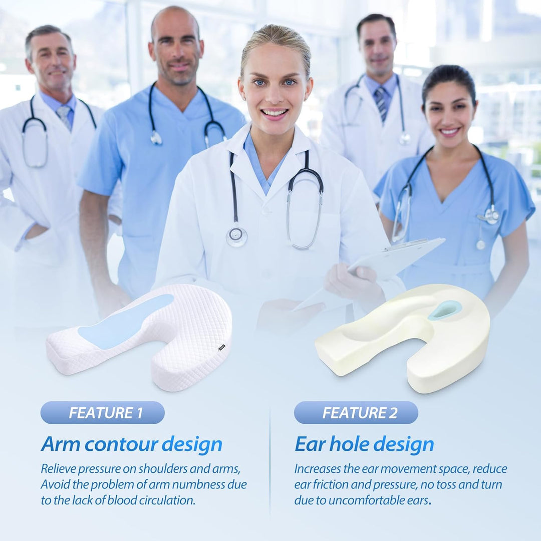 HOMCA Seitenschläferkissen U-förmiges Memory Foam Kopfkissen Ergonomisches Für Bauchschläfer und Sei