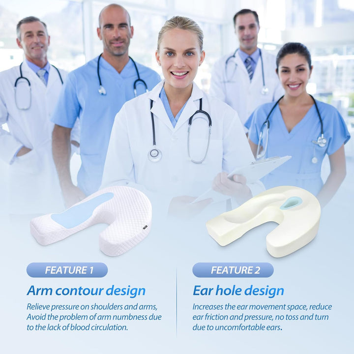 HOMCA Seitenschläferkissen U-förmiges Memory Foam Kopfkissen Ergonomisches Für Bauchschläfer und Sei