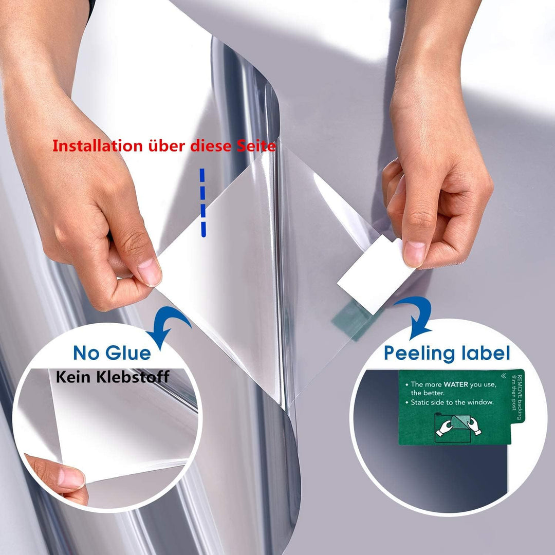 Fyuein® Spiegelfolie Selbsthaftend Sonnenschutzfolie Fenster Innen/aussen Sichtschutz UV-Schutz Fens