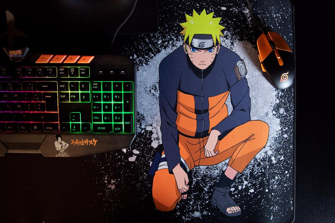 Konix Naruto Shippuden XXL Gaming-Mauspad 90 x 46 cm - rutschfeste Gummibasis - Naruto-Motiv - Schwa