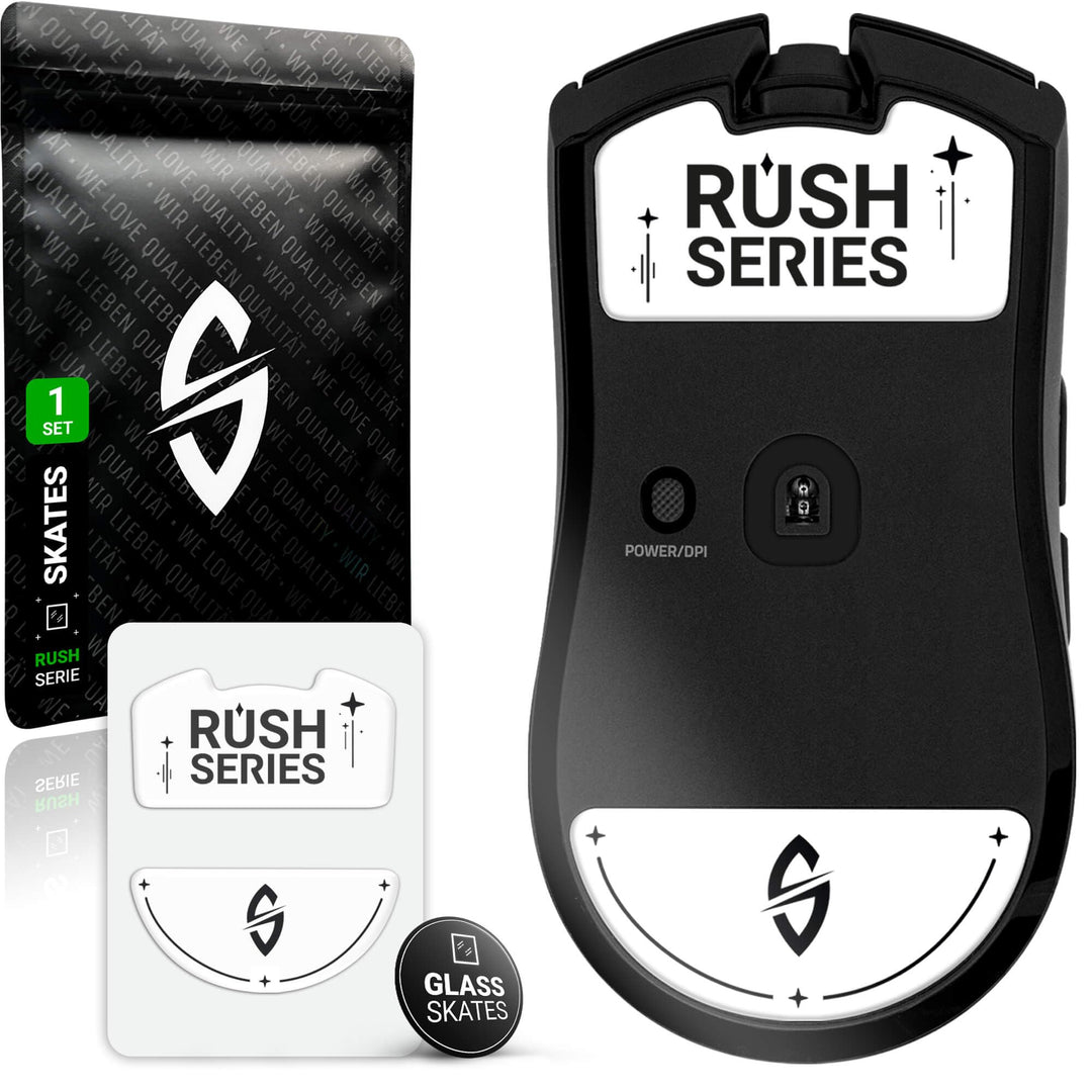 SensoryBoost Rush Glas Glides Set kompatibel mit Razer Viper V3 PRO - Ultra Schnell & Sanft, Poliert