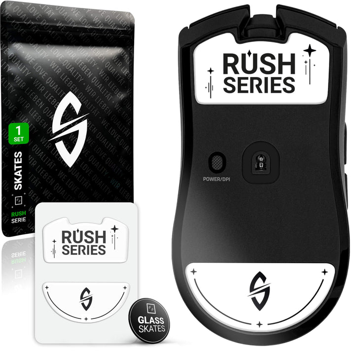 SensoryBoost Rush Glas Glides Set kompatibel mit Razer Viper V3 PRO - Ultra Schnell & Sanft, Poliert