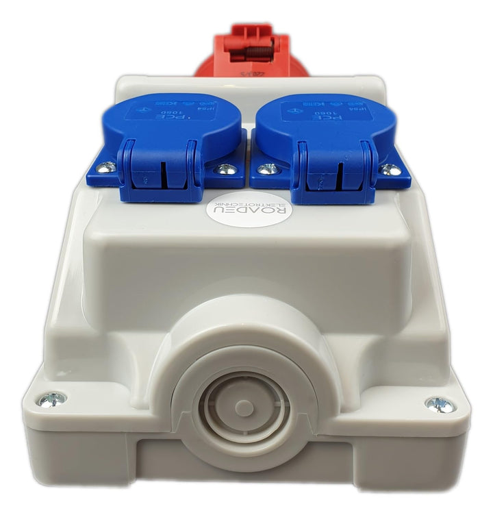 RoadEu - Kombi Wandsteckdose 16A 5P - Wandverteiler 16A mit 2x Schuko 230V - Stromverteiler IP44 - I