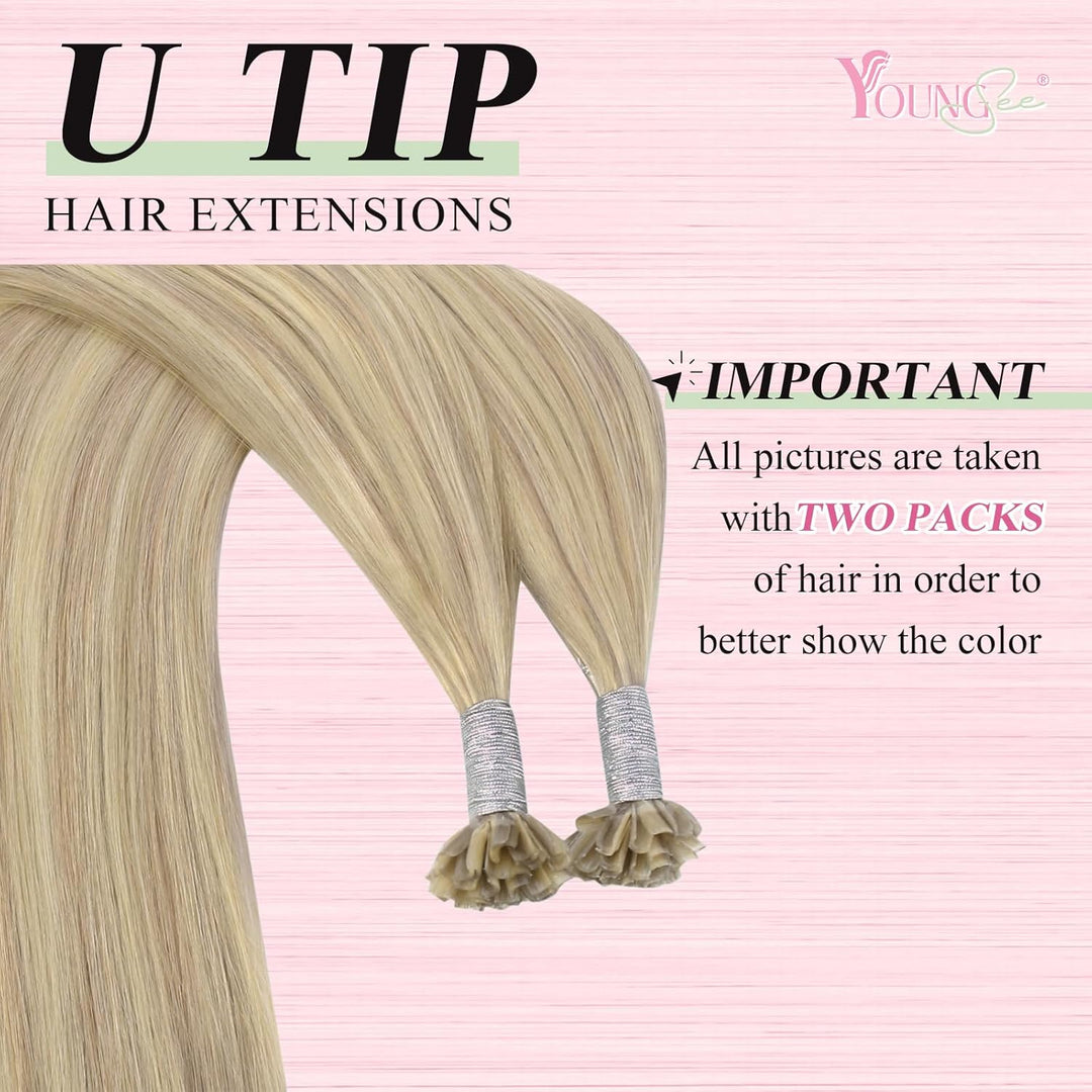 YoungSee Bonding Extensions Echthaar Blond 45 cm Haarverlangerung Bondings Echthaar Aschblond Strahn