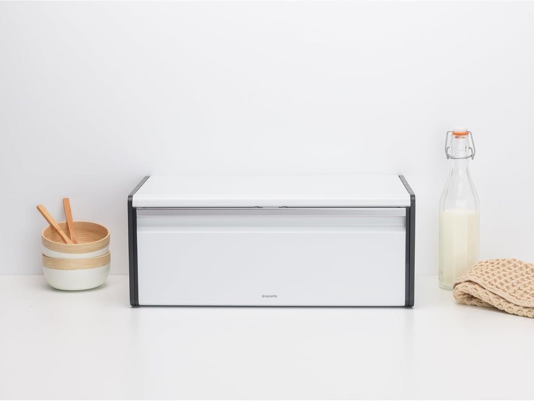 Brabantia Klappbrotkasten - Grosse Aufbewahrungsbox für Brot, Bagels, Brötchen - Platzsparendes Desi