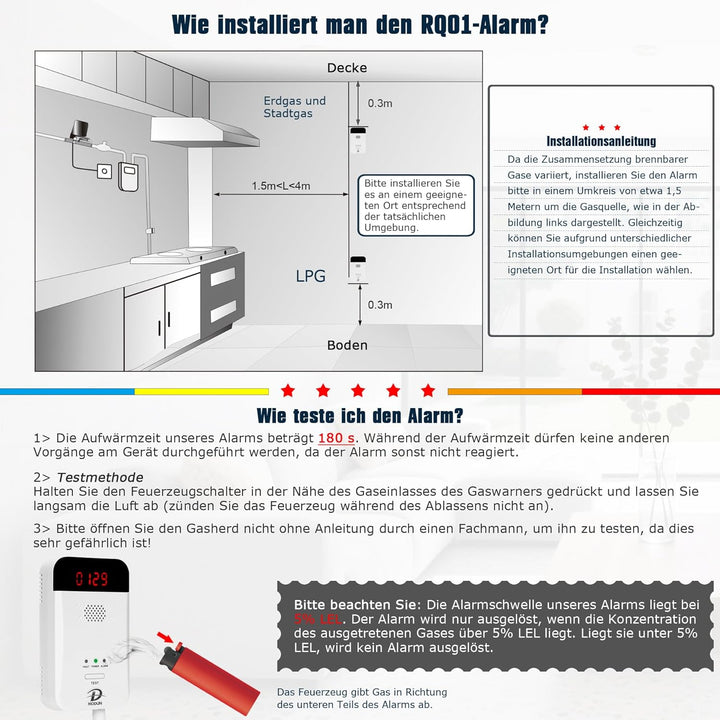 Gasmelder, LPG | Erdgas | Kohlegas-Lecksucher, Plug-in-Sensor-Gasmonitor mit akustischem Alarm und L