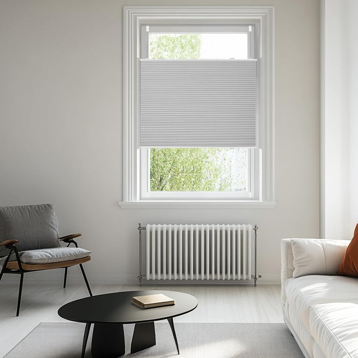 BelleMax Wabenplissee ohne Bohren verdunkelung Thermo plissee klemmfix, Hellgrau-weiss 45x80cm(BxH),