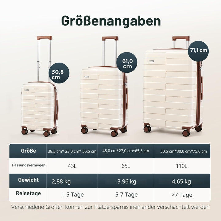 Kofferset Hartschale (3 Jahre VIP-Service) Leicht 100% PC Ultra-Langlebige Erweiterbar Trolley Handg