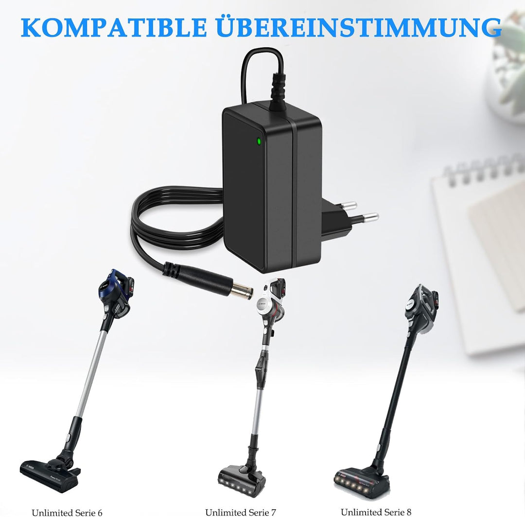 23.5V Ladegerä Kompatibel mit Bosch Akku Staubsauger Unlimited Serie 6/7/8, Pro Animal Serie8 Netzte