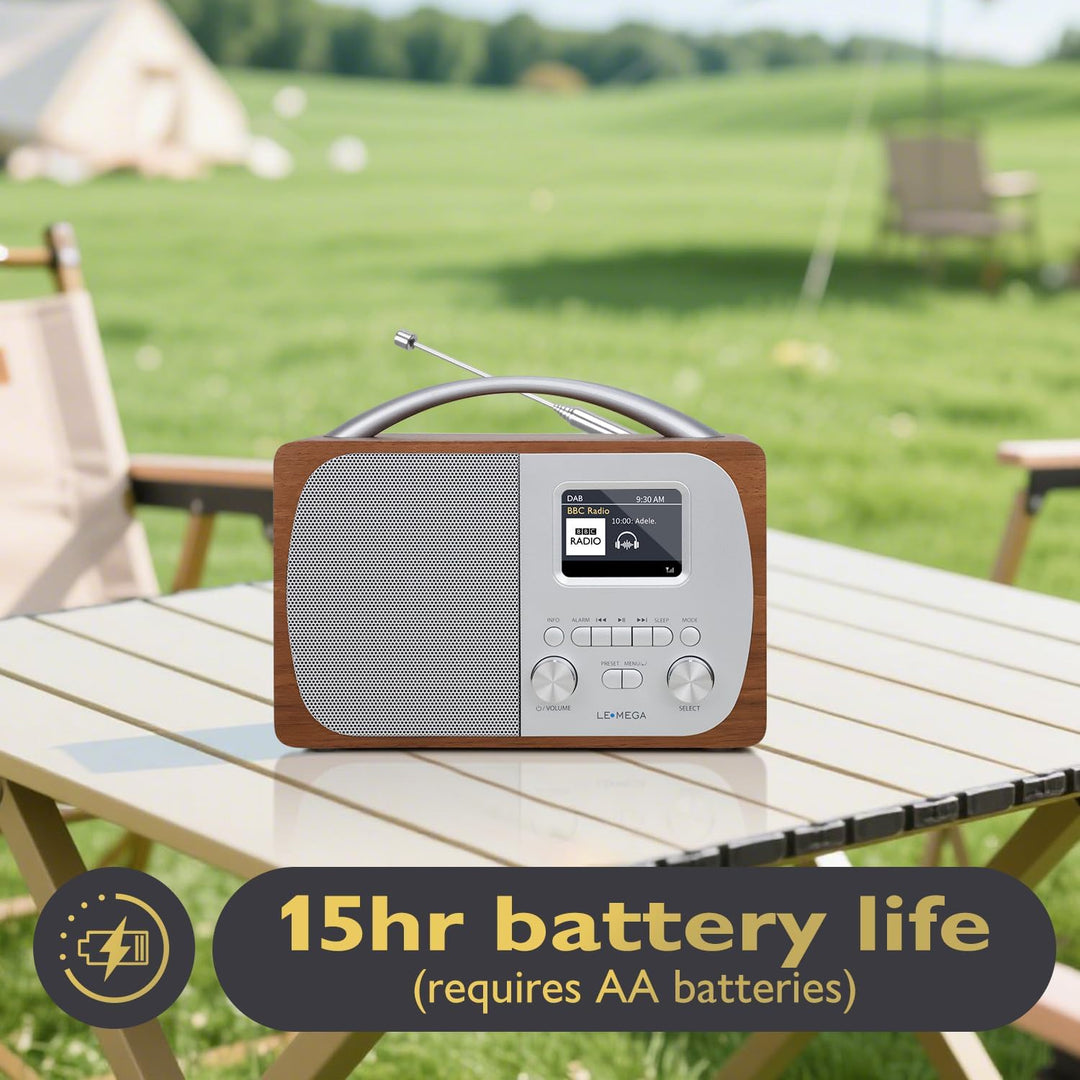 LEMEGA DR5 Tragbares DAB/DAB+ Digitalradio,Radio Holz mit Bluetooth 5.3,UKW-Radio für die Küche oder
