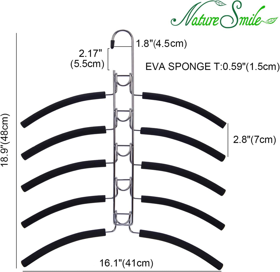 Nature Smile 2 Stück 5-in-1 Anti-Rutsch-Kleiderbügel aus Metall, mehrschichtige Kleiderständer, stra