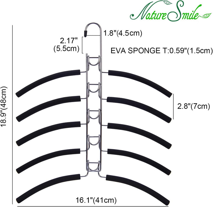 Nature Smile 2 Stück 5-in-1 Anti-Rutsch-Kleiderbügel aus Metall, mehrschichtige Kleiderständer, stra