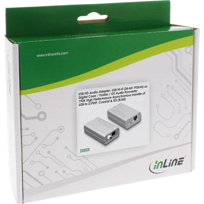 InLine® USB HD Audio Adapter, USB Hi-Fi (24-bit 192kHz) zu Digital Coax/Toslink / I2S Audio Konverte