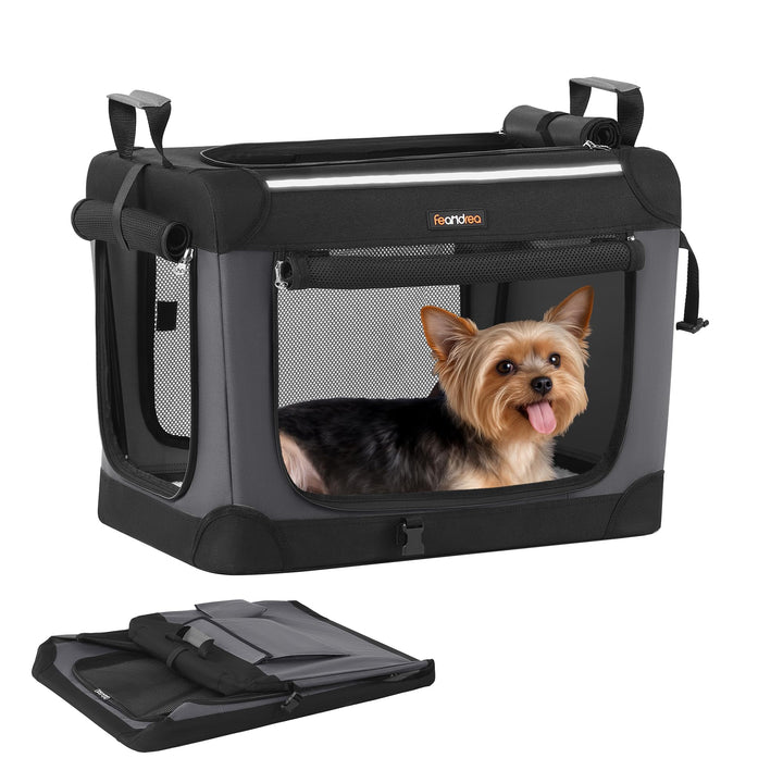 Feandrea Hundebox faltbar, 50 cm Transportbox für kleine Hunde, Hundetasche, Oxford-Gewebe, mit 4 Tü