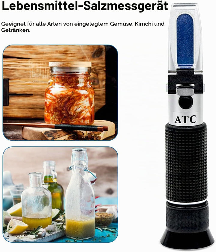 Salzgehalt Refraktometer 0-28% mit ATC Automatische Temperaturkompensation, Salzgehalt Messgerät für