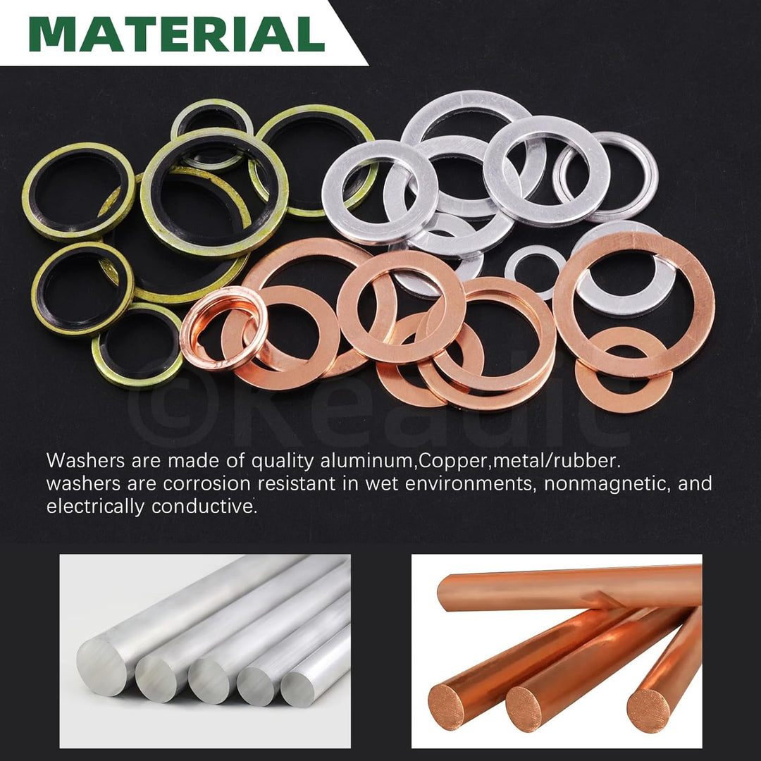 Keadic 143Pcs Ölablassschraube Dichtungen Unterlegscheiben Sortiment Set, 11026-01M02, N0138157 Öl Q