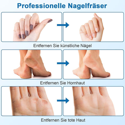 Akku Nagelfräser Kabellos, Auriox 12 in 1 Profi Fräser für Gelnägel 25000 u/min, Elektrische Nagelfe