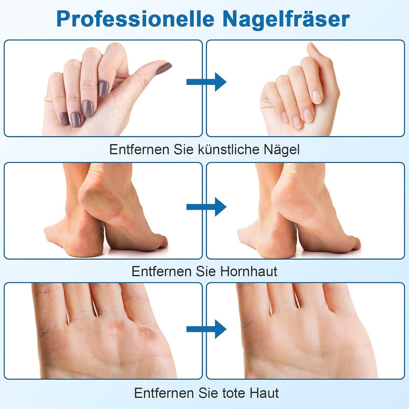 Akku Nagelfräser Kabellos, Auriox 12 in 1 Profi Fräser für Gelnägel 25000 u/min, Elektrische Nagelfe