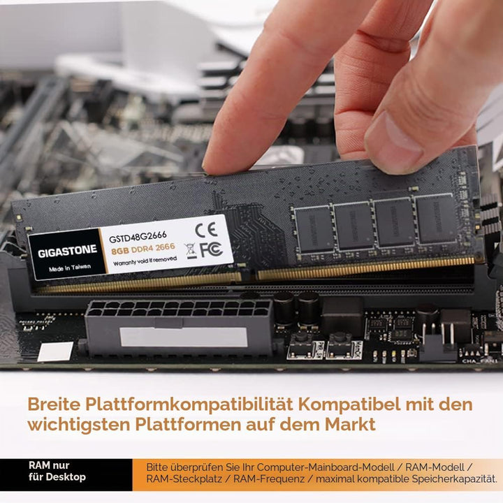 [DDR4 RAM] Gigastone Desktop RAM 16GB (2x8GB) DDR4 Ram 16GB DDR4-2666MHz PC4-21300 CL19 1.2V UDIMM 2