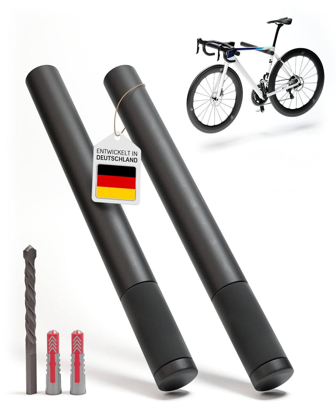 Borgen Fahrrad Wandhalterung Holz mit 20 kg Tragkraft - stabile Fahrradhalterung Wand für Rennrad, M
