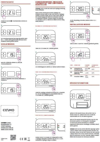 Heizung Einzelraumregelung Digitaler Funk Raumthermostat mit Empfänger und 3X Stellantrieb