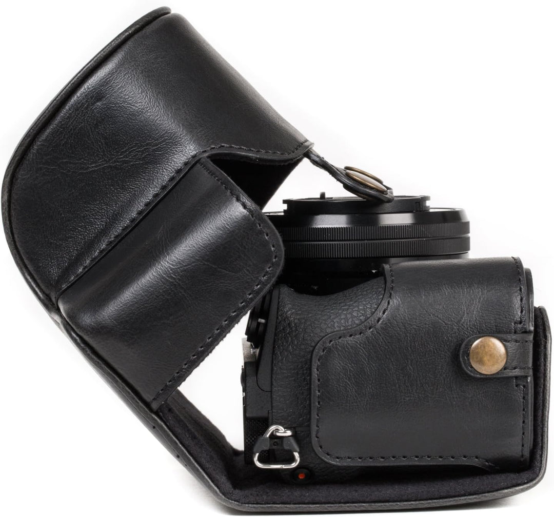 MegaGear Sony Alpha A6500 (16-50 mm) Ever Ready Leder Kamera-Case mit Trageriemen und Batteriezugang