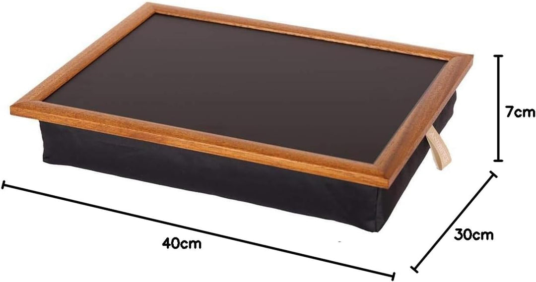 Andrew´s Knietablett Laptray mit Kissen Tablett für Laptop Stoff Uni schwarz/of schwarz/Rahmen