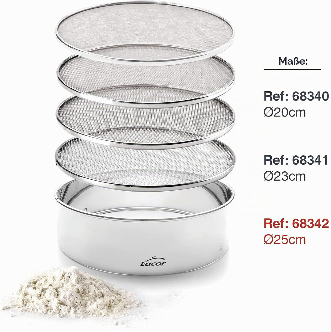 LACOR 4 AUSTAUSCHBARE MASCHE-SIEB 25 cm, 25X25X5 cm,, Sieb mit vier Einsätzen, 25 cm