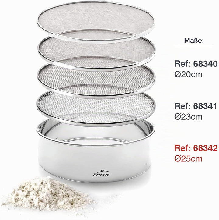 LACOR 4 AUSTAUSCHBARE MASCHE-SIEB 25 cm, 25X25X5 cm,, Sieb mit vier Einsätzen, 25 cm