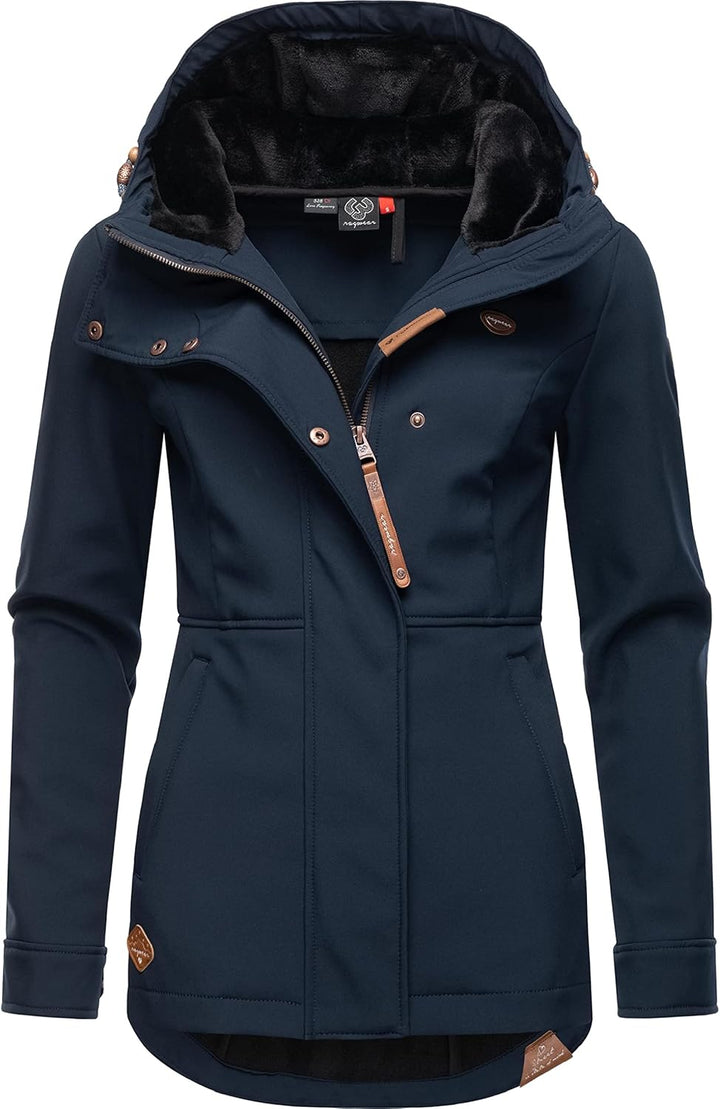 Ragwear Damen Sotfshelljacke Übergangsjacke mit Teddyfleece-Kapuze Yba Intl XS-6XL 5XL Navy22, 5XL N