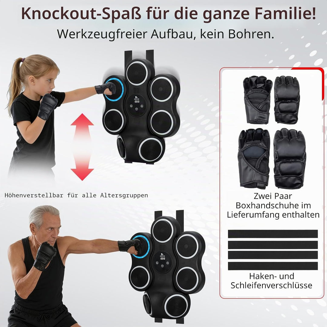 Abahub Music Boxing Machine for Adults &amp; Kids, Home Fitness Equipment with Gloves, Wall Mounted Inte